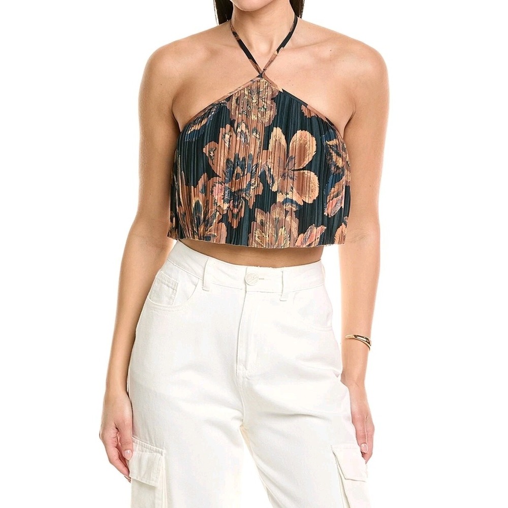 Revolve Significant Other Floral Cropped Halter Top Summer Beach Boho Size 6
